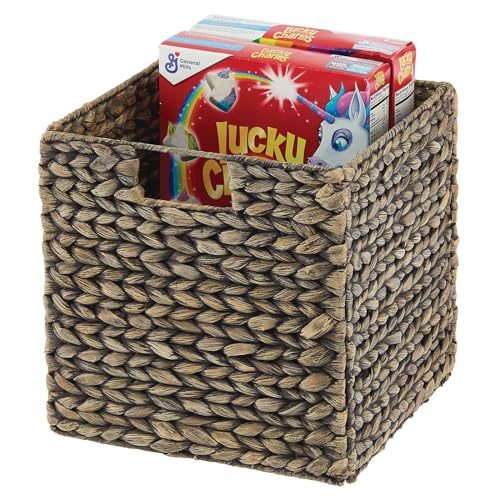 Woven Hyacinth Cube Organizer Basket with Handles, 8 Pack, Black Wash P159359
