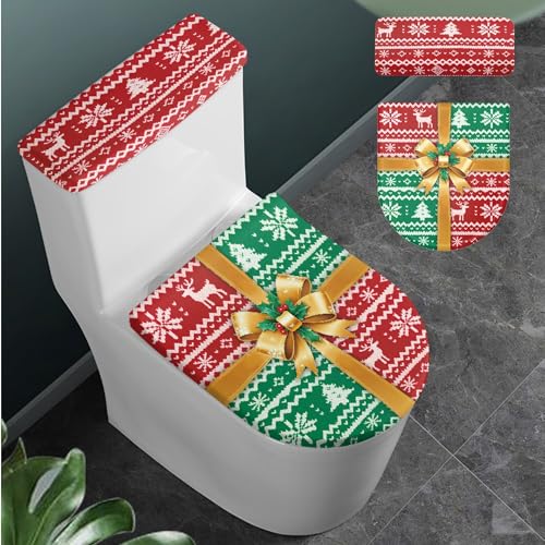 Christmas Toilet Lid and Tank Cover Set for Bathroom Decor Q334993