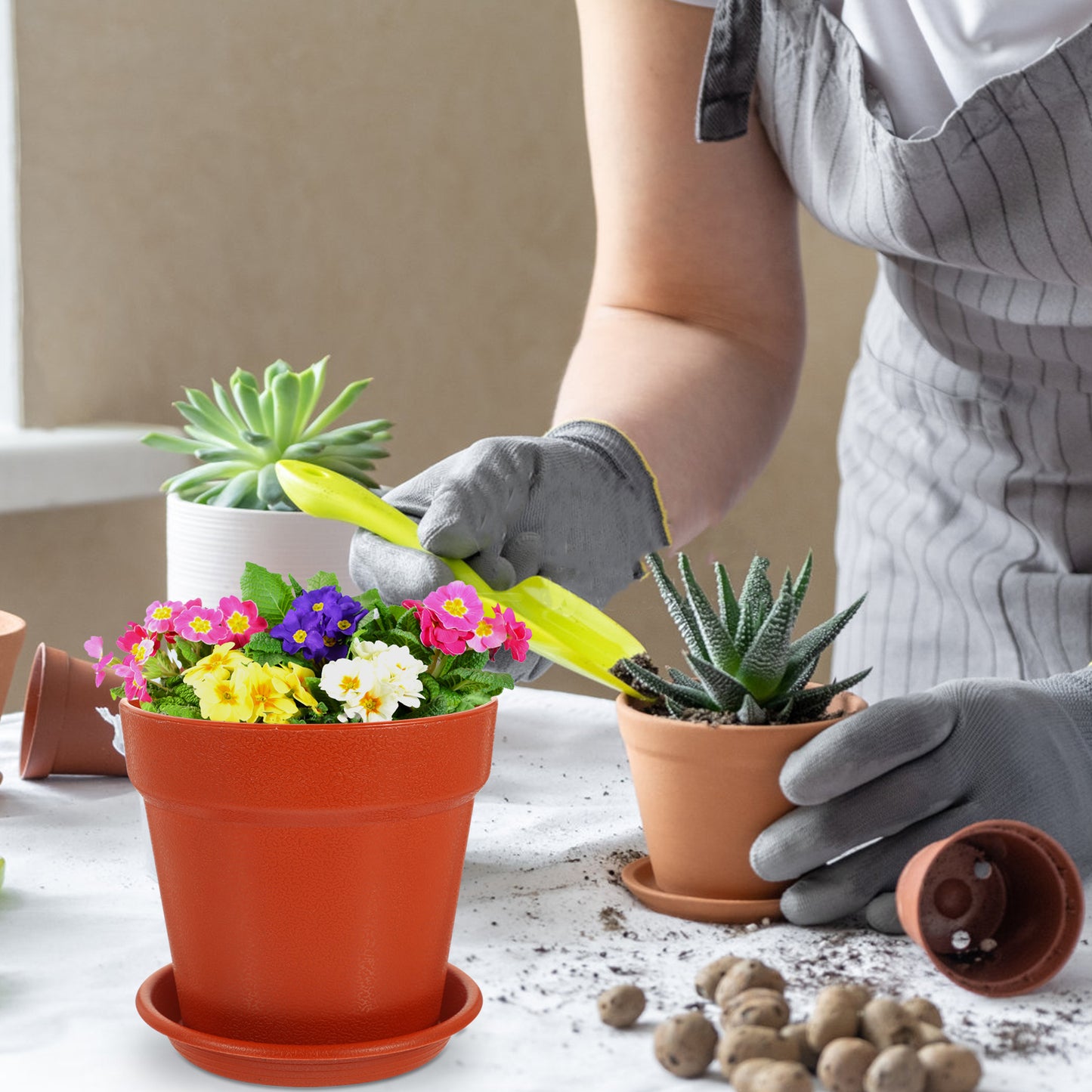 10 Sets Plastic Flower Pots for Garden Nursery Q87904