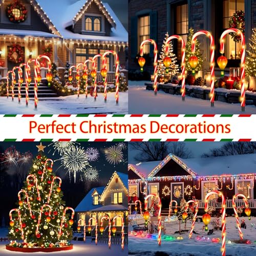 Outdoor Solar Christmas Decorations, 180 LED Candy Cane Lights, 8 Modes, Waterproof M23825