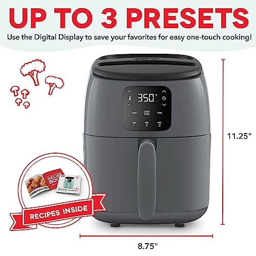 Electric Air Fryer Oven, 2.6 Qt., Grey, Compact Digital, 1000-Watt O882