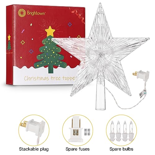 Christmas Tree Topper Star Lighted 3D Pentagram with 10 Bulbs Plug In G721