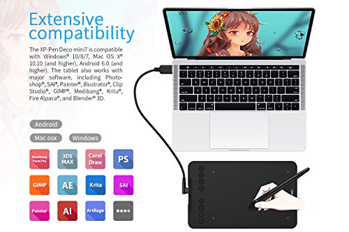 Drawing Tablet with 8192 Levels Pressure, 7 x 4 inch, 8 Shortcut Keys M356256