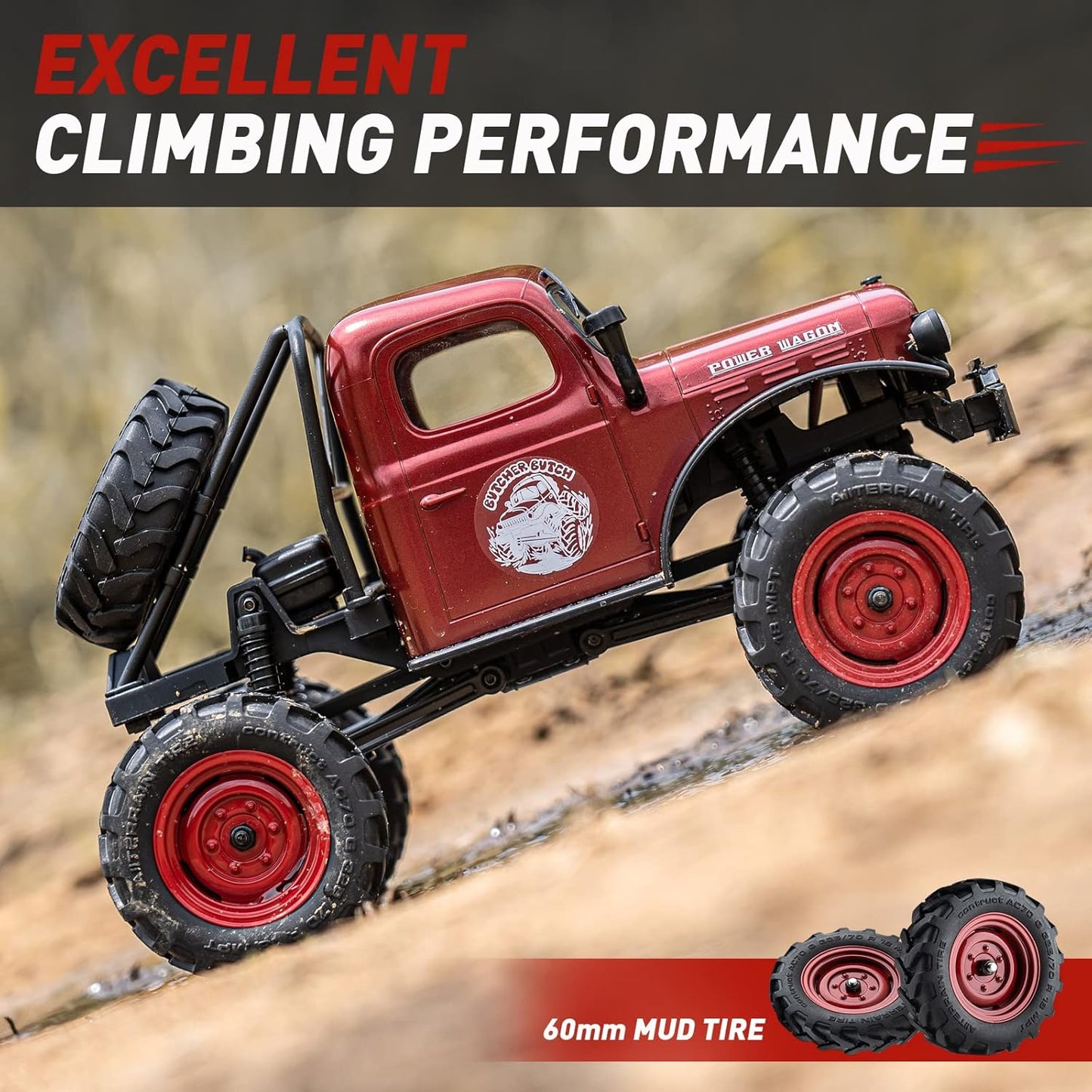 RC Crawler 1/24 Scale 4WD Offroad Remote Control Car Red U62374