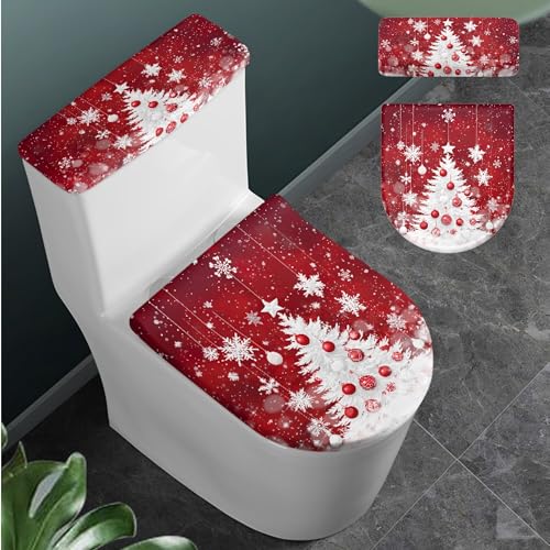 Christmas Toilet Lid and Tank Cover Set for Bathroom Decor Q334993