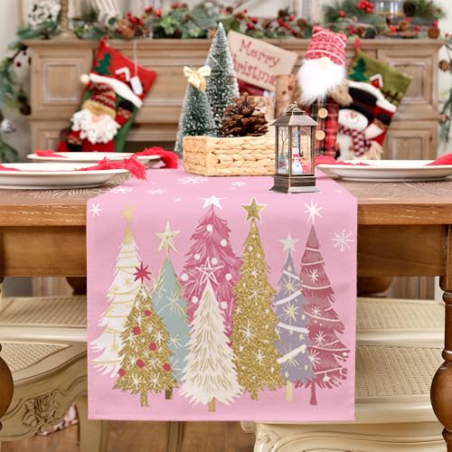 Christmas Table Runner 13x72 Inch, Red Winter Holiday Decor S612
