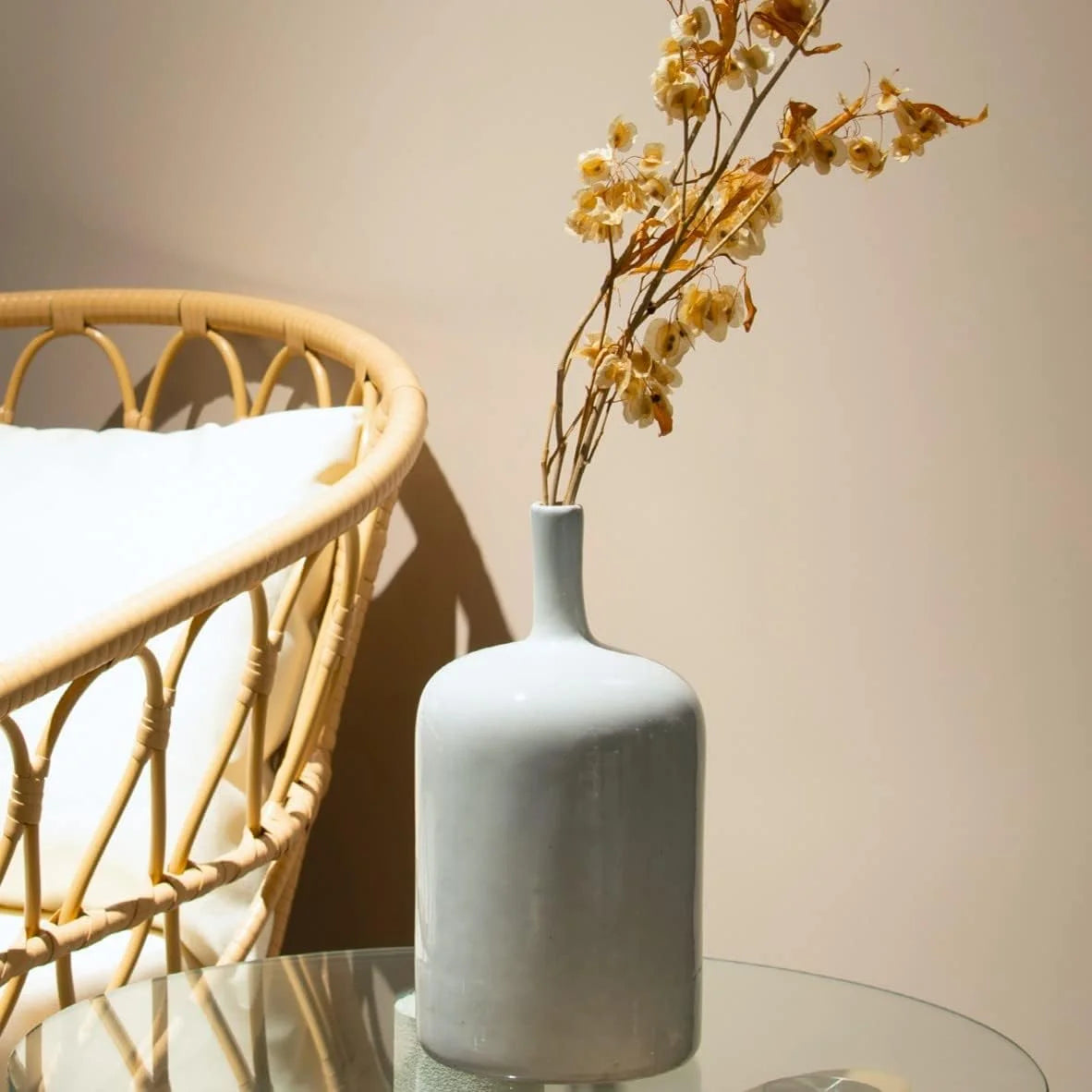 White Ceramic Vase, 9.5 Inch Long Neck F239536