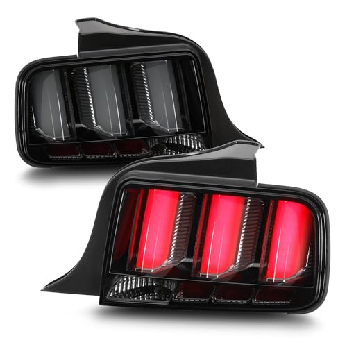Fits 2005-2009 Ford Mustang LED Smoked Tail Lamp Brake Lights with Sequential Signal Pair F986380