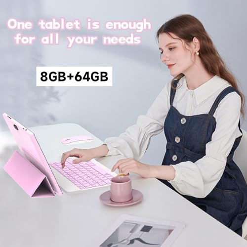 Tablet 10.1 inch Android 14 with Keyboard Case, Mouse, Stylus, 8GB+64GB, HD Touch Screen, Dual Camera, Wi-Fi, Blue W566112