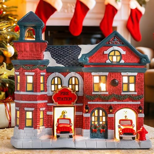 Ceramic Christmas Houses with Warm LED Light S1149
