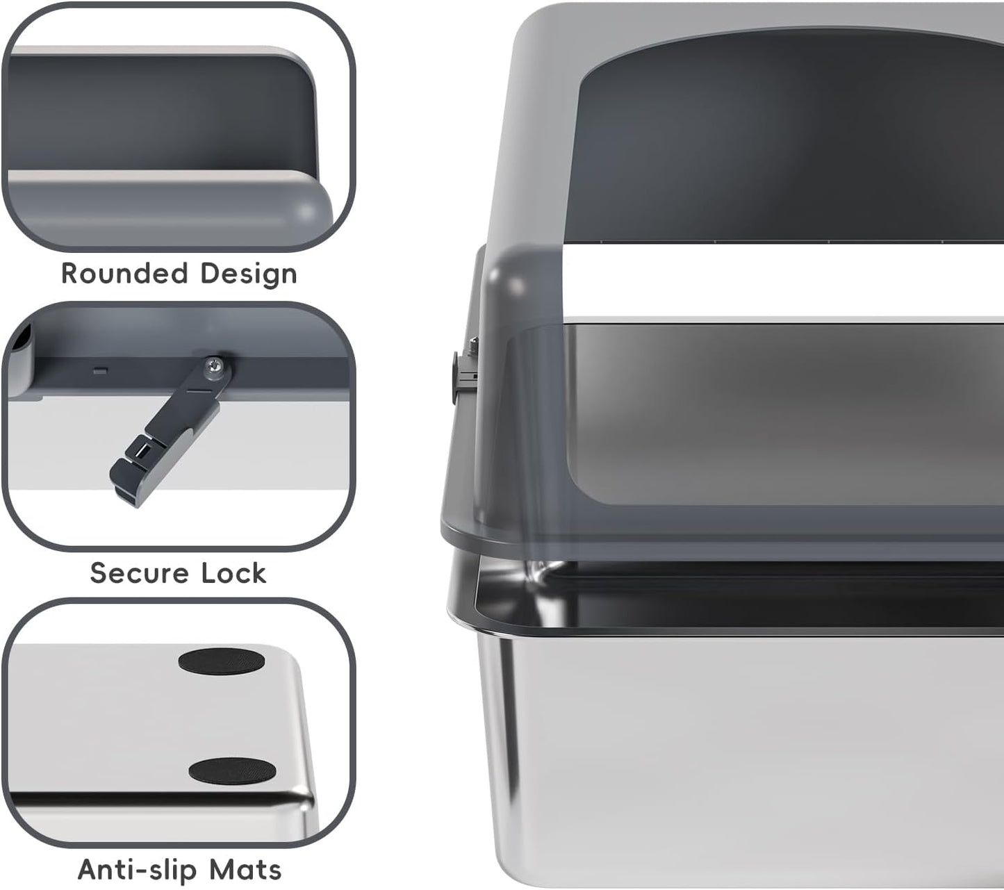 Stainless Steel Cat Litter Box with Lid, Extra Large, Easy to Clean M74654