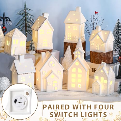 Ceramic LED Christmas Village Set with 8 Houses and 18 Trees C583