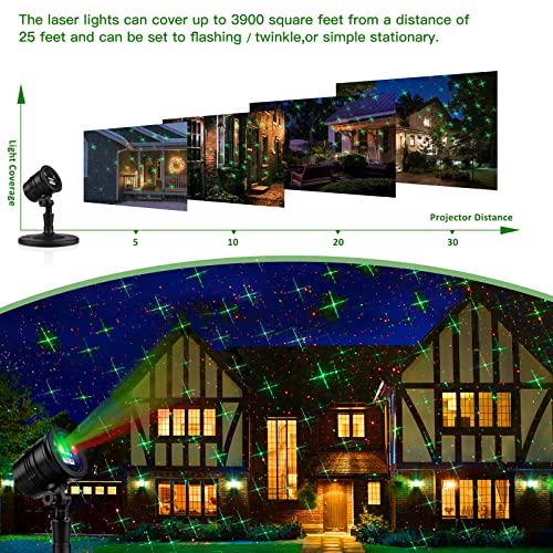 Christmas Laser Lights Red and Green Star Show for Indoor Outdoor Decor O2184