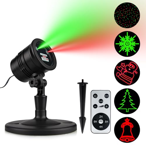 Christmas Laser Lights Red and Green Star Show for Indoor Outdoor Decor O2184