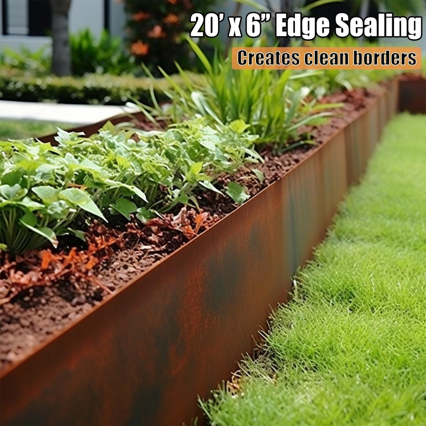 6 Pack Steel Lawn Edging, Pre-Rusted Cor-Ten Steel, 40 inch Strips, 6 inch Depth J92118