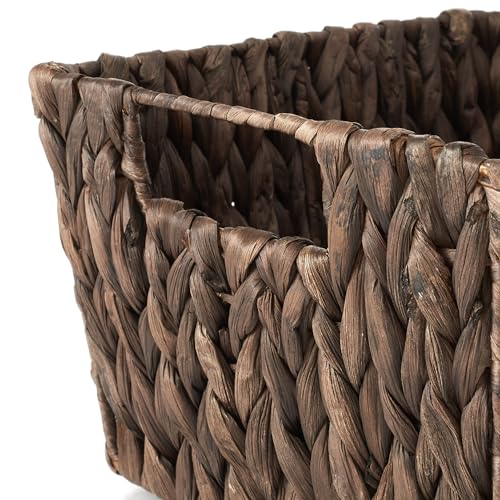 Water Hyacinth Storage Baskets with Handles, Woven Rectangular Bins for Shelves and Laundry X3204
