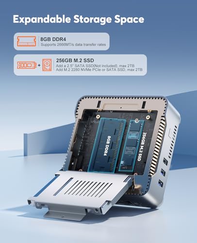 Mini PC, 12th Alder Lake N97 CPU, 8GB RAM 256GB SSD, Gigabit Ethernet, 4K UHD, WiFi5, VESA E573008