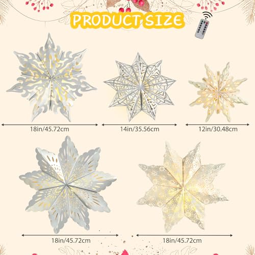 Christmas Paper Snowflake Lanterns with LED Lights for Holiday Party Decor Q23741
