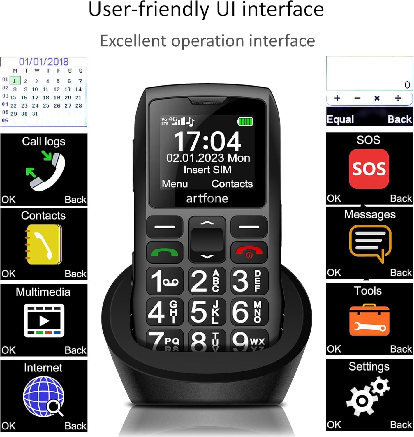 Big Button 4G Senior Phone with SOS, Loud Volume, and Charging Dock S36305