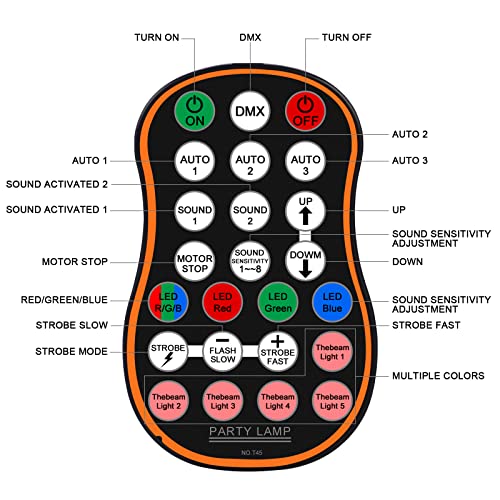 Stage Laser Light, 5 Beam Sound Activated DJ Party Lights with Remote Control O445463