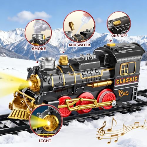 Electric Train Set for Kids with Smoke, Light and Sound, DIY Track Building Toy V61635
