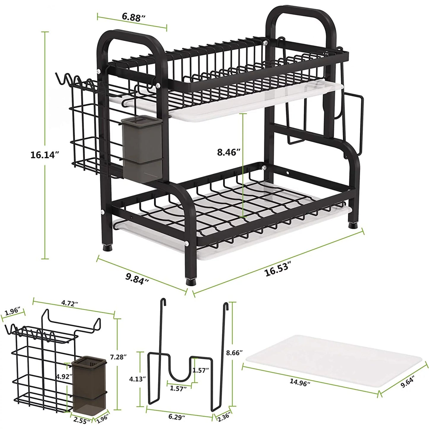 Over the Sink Dish Drying Rack, Adjustable 2-Tier Large Kitchen Organizer I642254