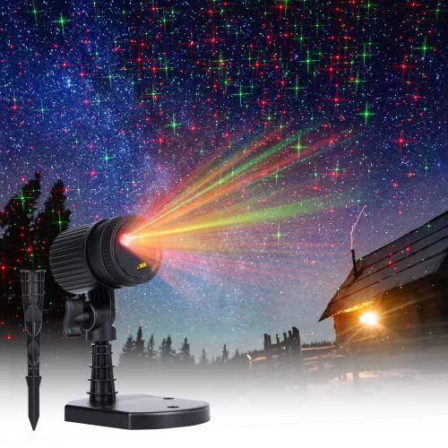 Christmas Projector Lights Outdoor Red Green Starry Waterproof Plug in T272869