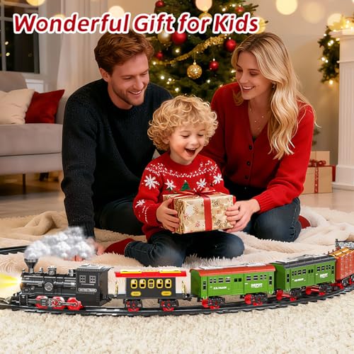 Electric Train Set for Kids with Smoke, Light and Sound, DIY Track Building Toy V61635