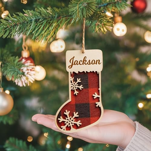 Personalized Christmas Wooden Ornaments with Family Names J389