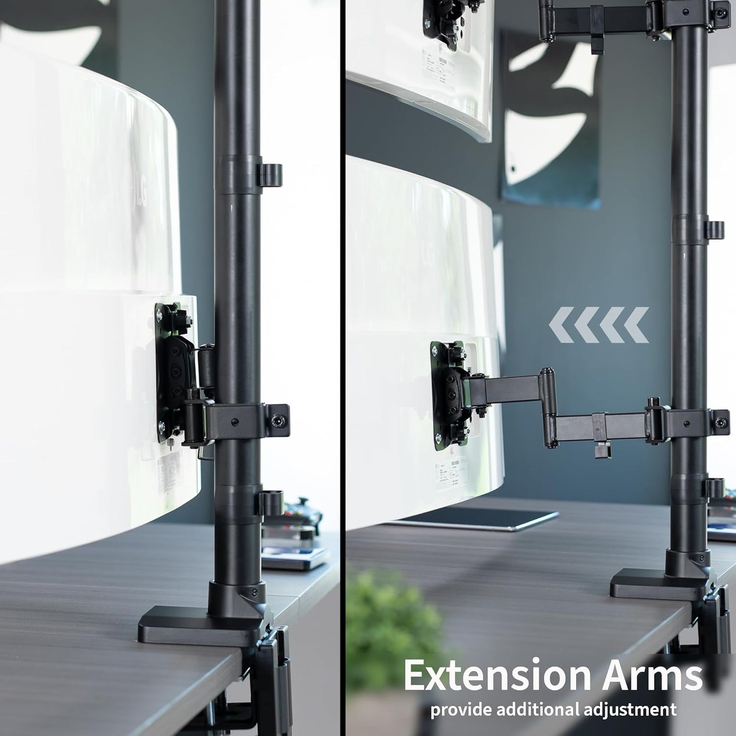 Dual Monitor Desk Mount with Extension Arms for Ultrawide Screens up to 43 inches Y318