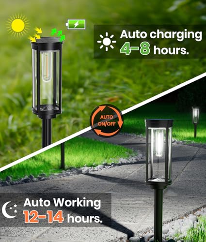 Solar Pathway Lights Outdoor, IP65 Waterproof, Auto On/Off Z346