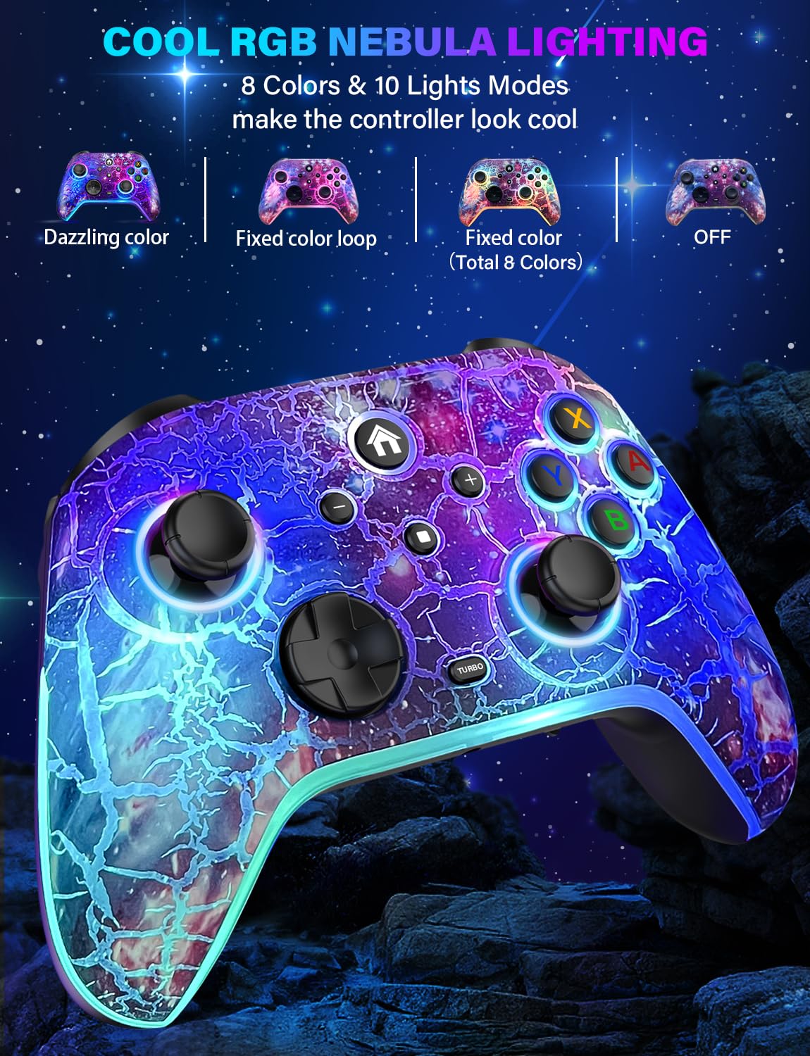 Wireless Switch Controller with RGB Lights, Rechargeable Gamepad P741817