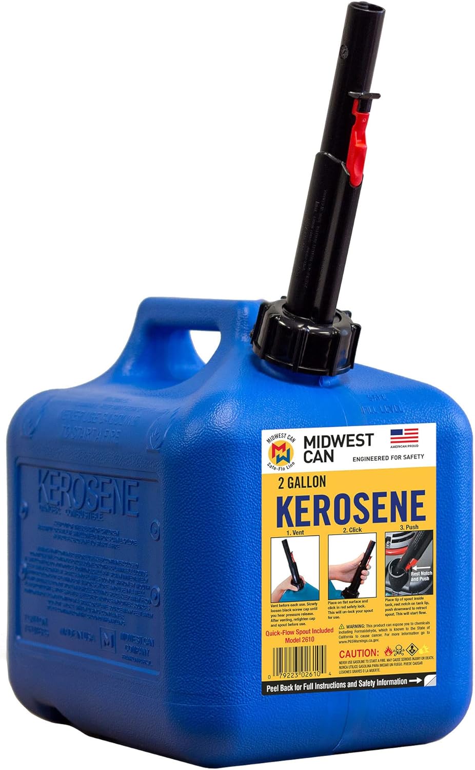 2-Gallon EPA & CARB Compliant Kerosene Gas Can Fuel Container with Flame Shield, Blue (4 Pack) Z3819