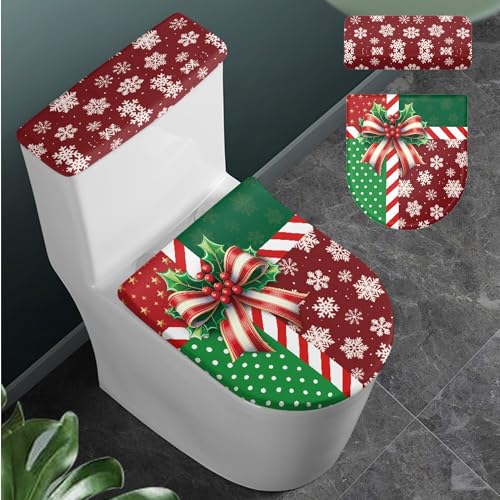 Christmas Toilet Lid and Tank Cover Set for Bathroom Decor Q334993