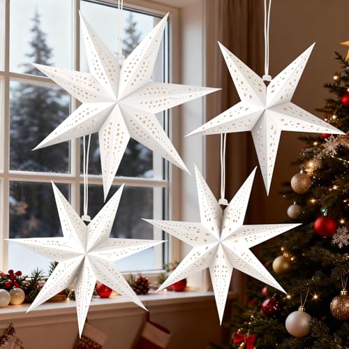 Christmas Paper Snowflake Lanterns with LED Lights for Holiday Party Decor Q23741
