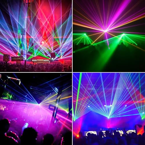 Stage Laser Light, 5 Beam Sound Activated DJ Party Lights with Remote Control O445463