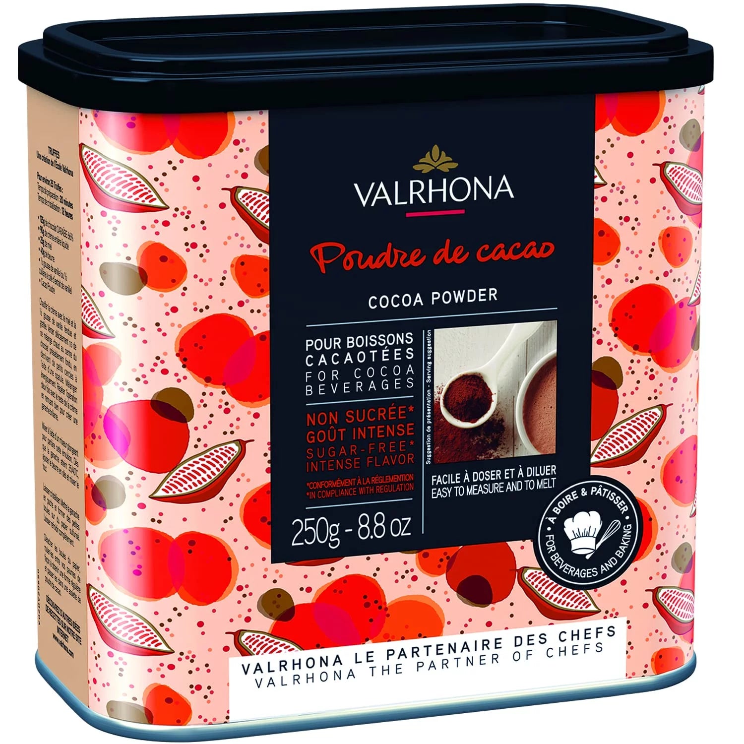 Dutch Processed French Cocoa Powder. Chef’S Choice Cocoa Powder. Warm, Red Color, Pure, Dark, Intense Flavor. Poudre De Cacao. Great For Desserts And Hot Chocolate. Kosher. 250G (Pack Of 1)