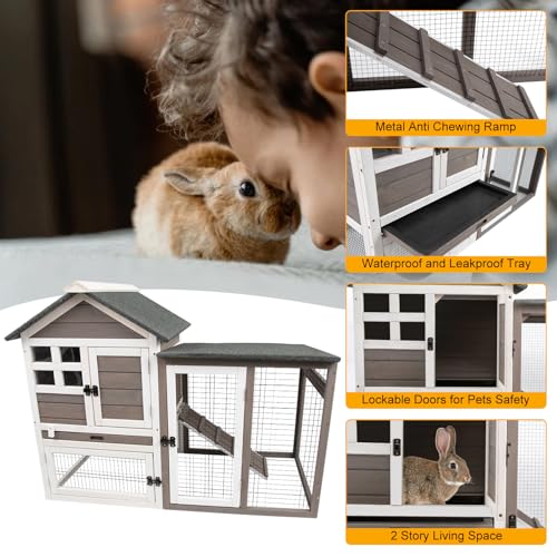 2-Story Rabbit Cage with Pull Out Tray and Wooden Ramp Q103