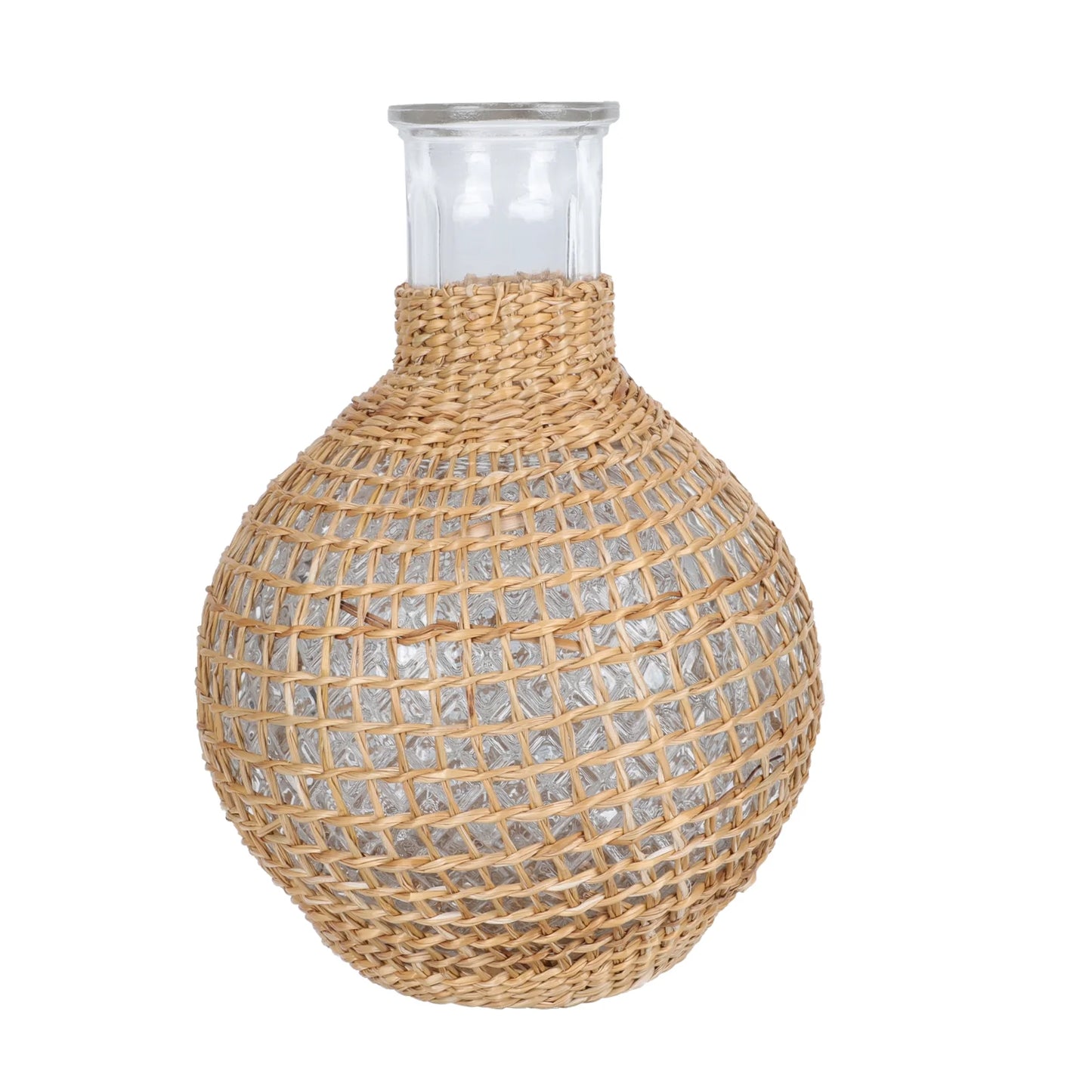 Rattan Glass Vase with Gold Terrarium Jar R58600