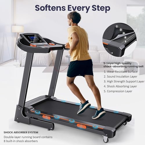 Folding Treadmill with Auto Incline for Home Walking and Running O63147
