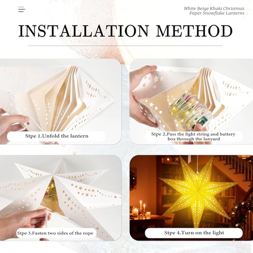 Christmas Paper Snowflake Lanterns with LED Lights for Holiday Party Decor Q23741