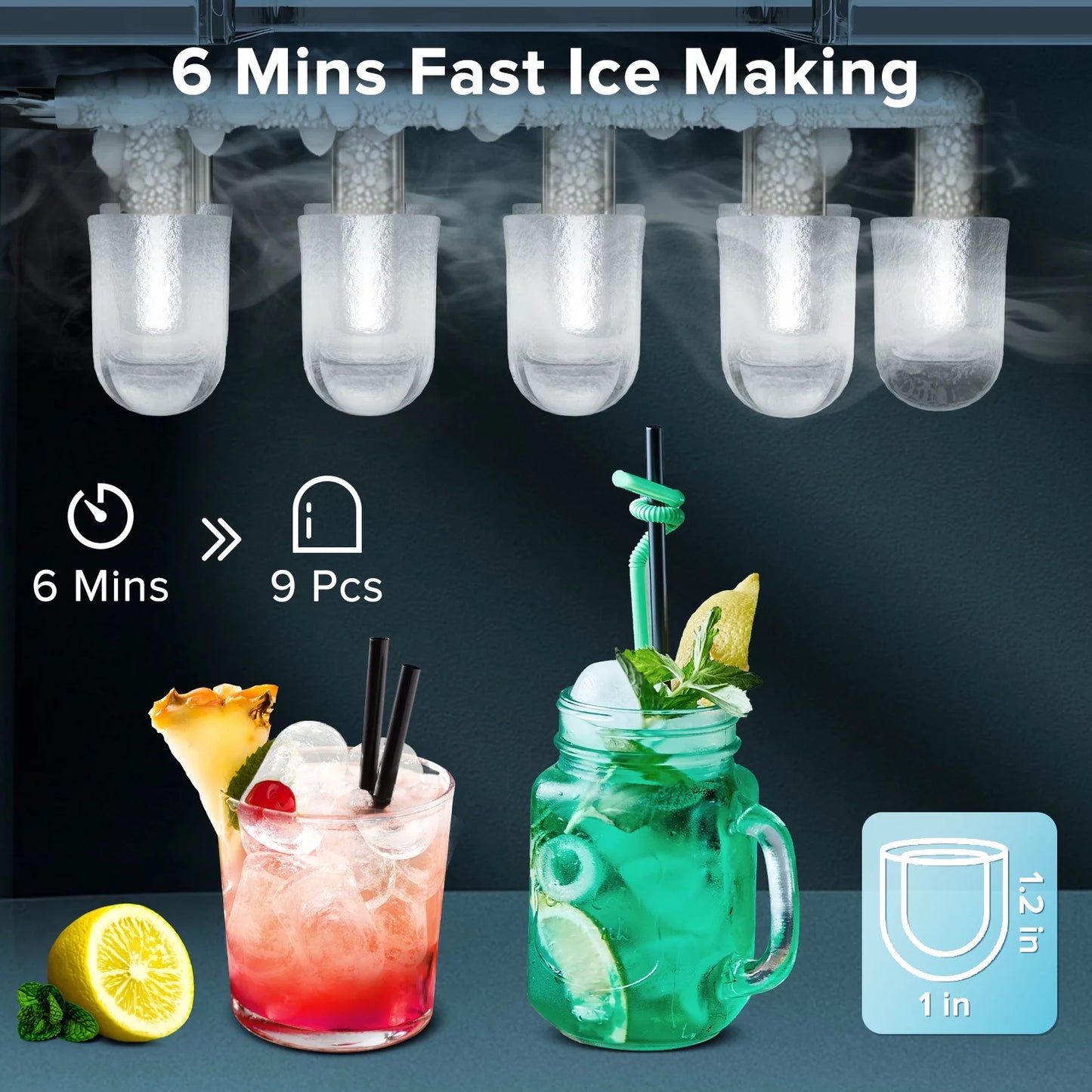 Portable Ice Maker Countertop, Self-Cleaning, 26lbs/24H E52347