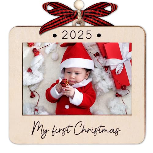 Christmas Ornament Picture Frame - Wooden Landscape Photo Frame for Tree U75225
