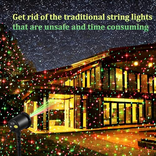 Outdoor Laser Projector Lights for Christmas, Red & Green Stars U46485