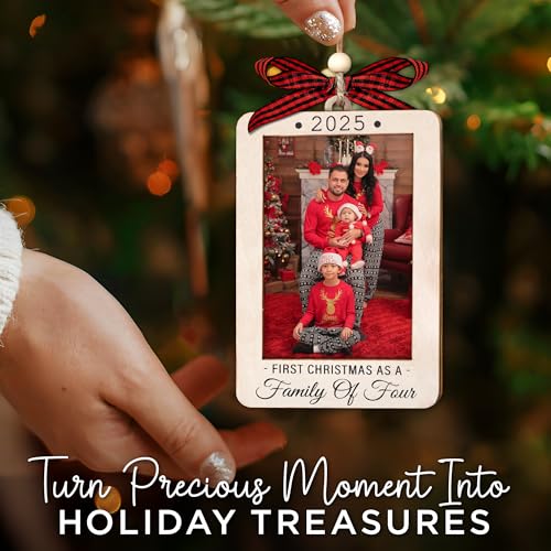 Christmas Ornament Picture Frame - Wooden Landscape Photo Frame for Tree U75225
