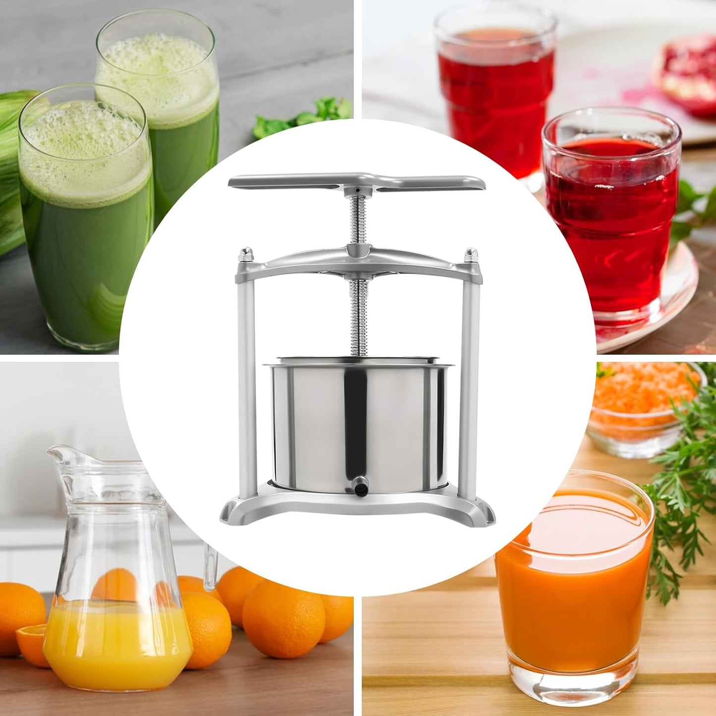 Fruit Wine Press Manual Stainless Steel with T-Handle X16717