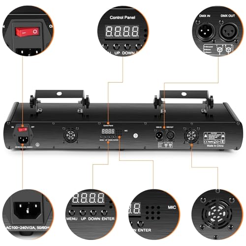 Stage Laser Light, 5 Beam Sound Activated DJ Party Lights with Remote Control O445463