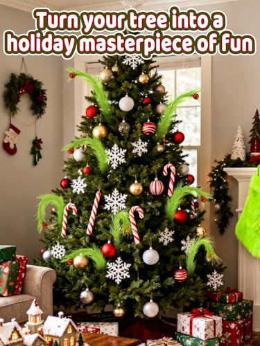 Lime Green Fluffy Curly Christmas Tree Picks with Red Ball, 8 Pieces O343