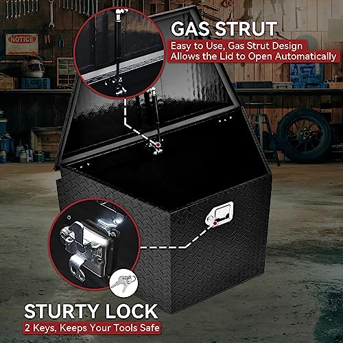 33 Inch Trailer Tongue Box, Heavy Duty Aluminum Tool Box with Lock and Keys I285284