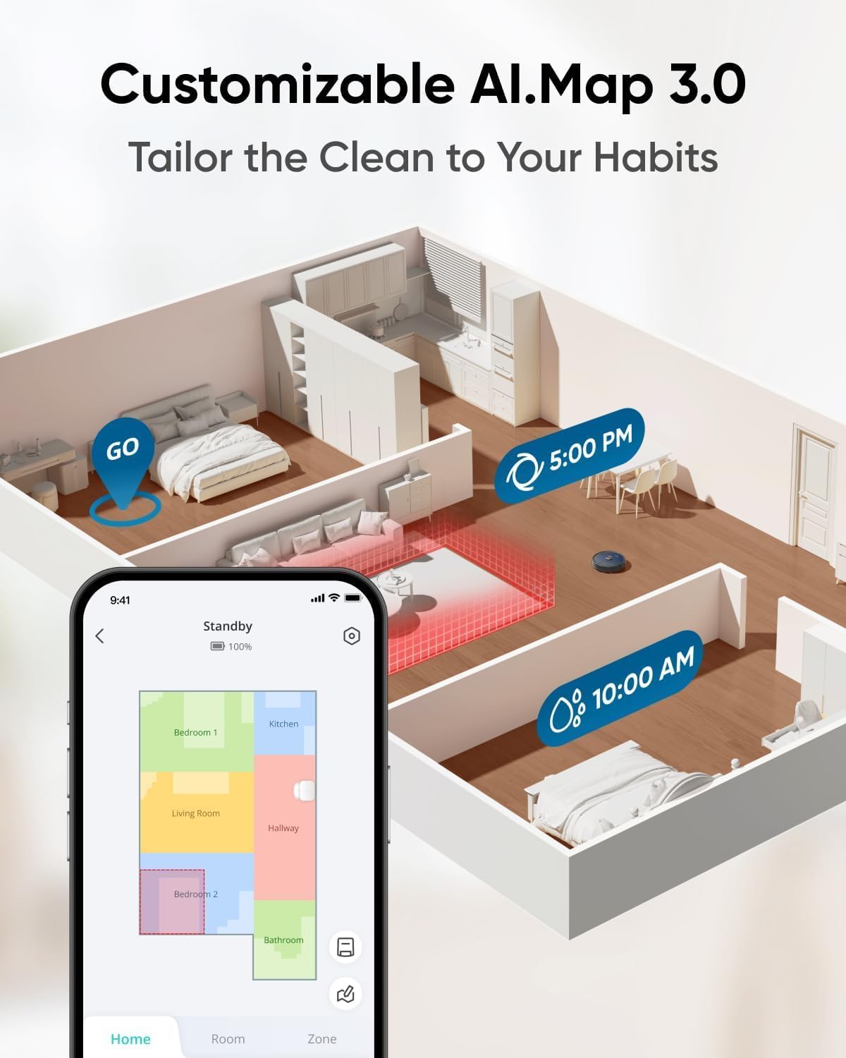 Robot Vacuum and Mop with 8,000 Pa Suction, Auto-Lift and Carpet Detection E424596